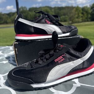 Puma Roma Lightweight Black Satin Sneakers - Women's US 6.5 / Eur 37 35524801
